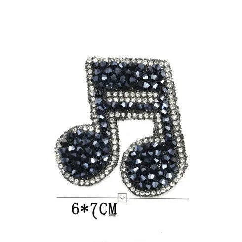 Rhinestone Iron On Letter - Hot-Fix Crystal Applique - Patch For Clothing - Cat Music Note Crown Star - Sparkle - Custom DIY Clothing Jacket