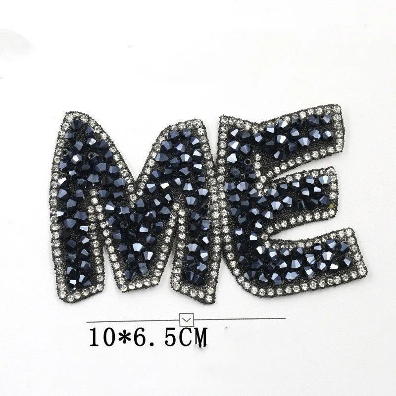 Rhinestone Iron On Letter - Hot-Fix Crystal Applique - Patch For Clothing - Cat Music Note Crown Star - Sparkle - Custom DIY Clothing Jacket