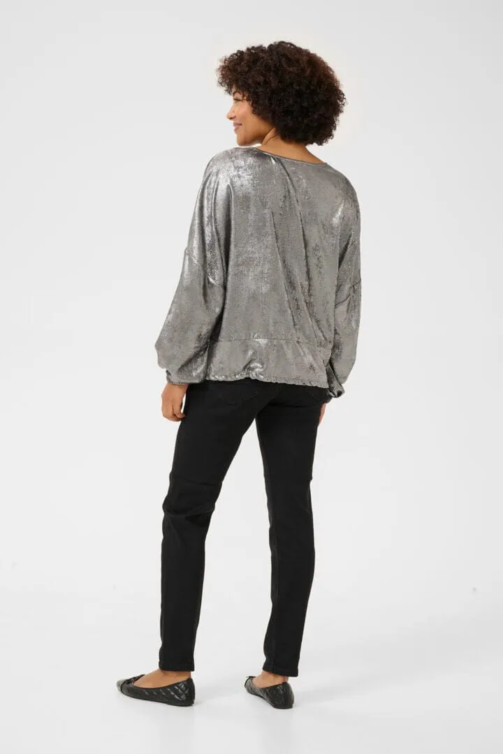 SILVER BOMBER JACKET WITH ZIPPER FRONT