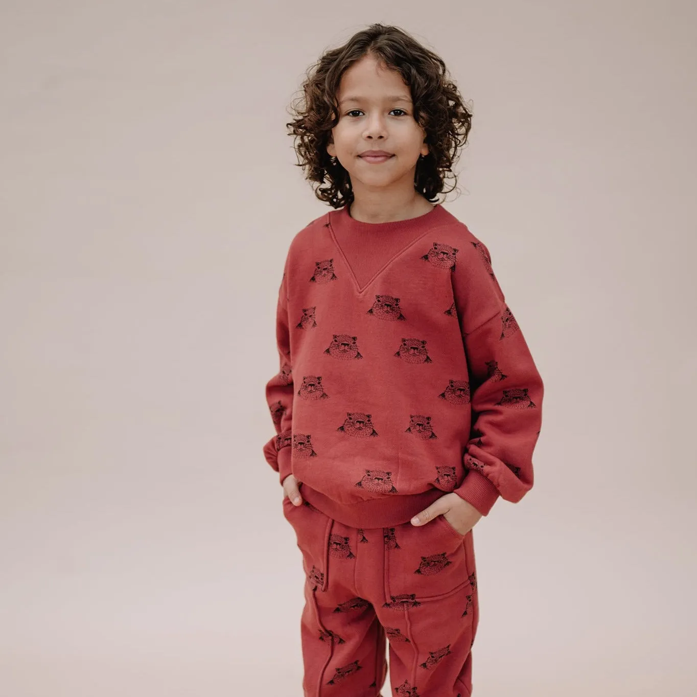 Sproet & Sprout Sweatshirt Rib Neck Marmot Pink | Barn Red