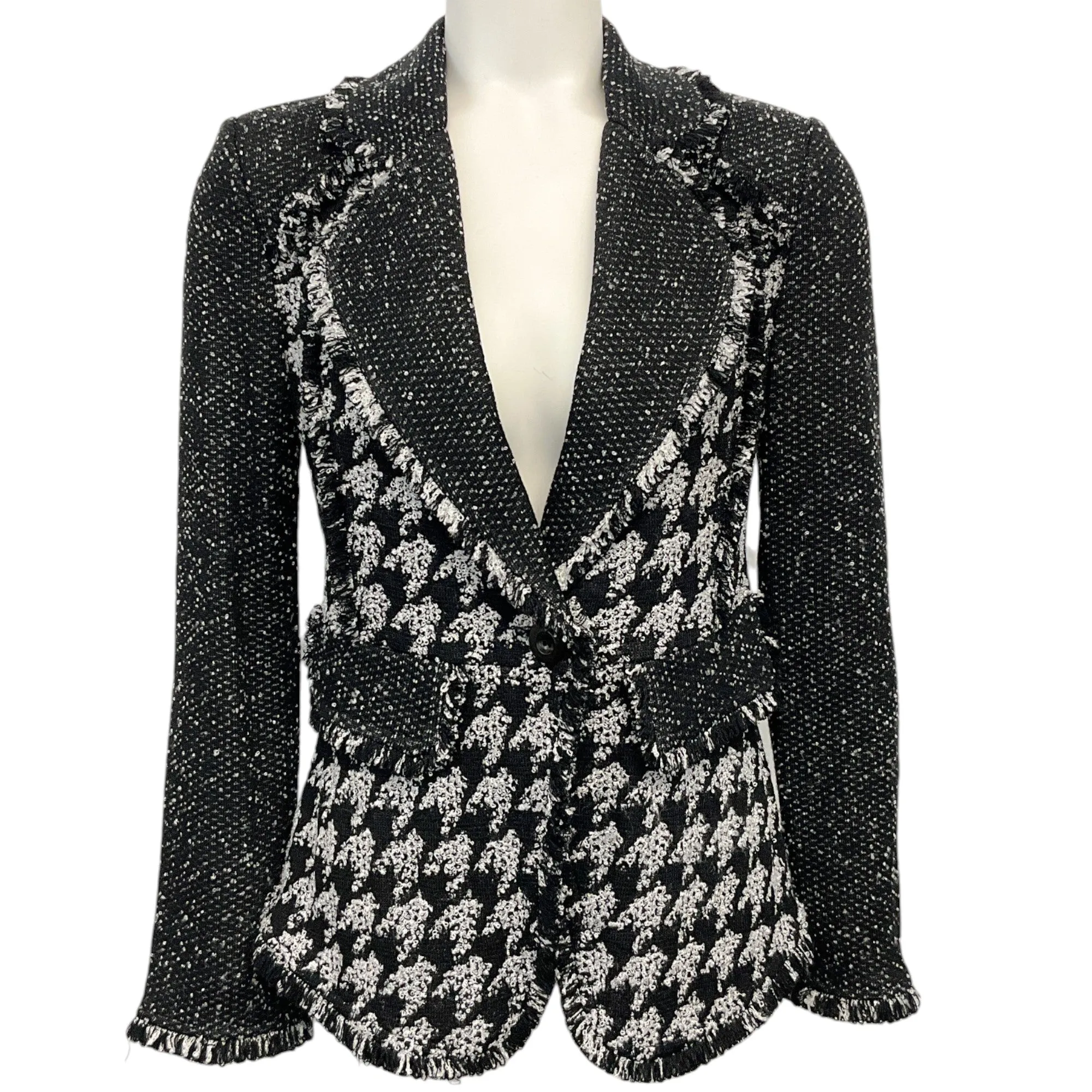 St. John Black / White Tweed Knit Blazer