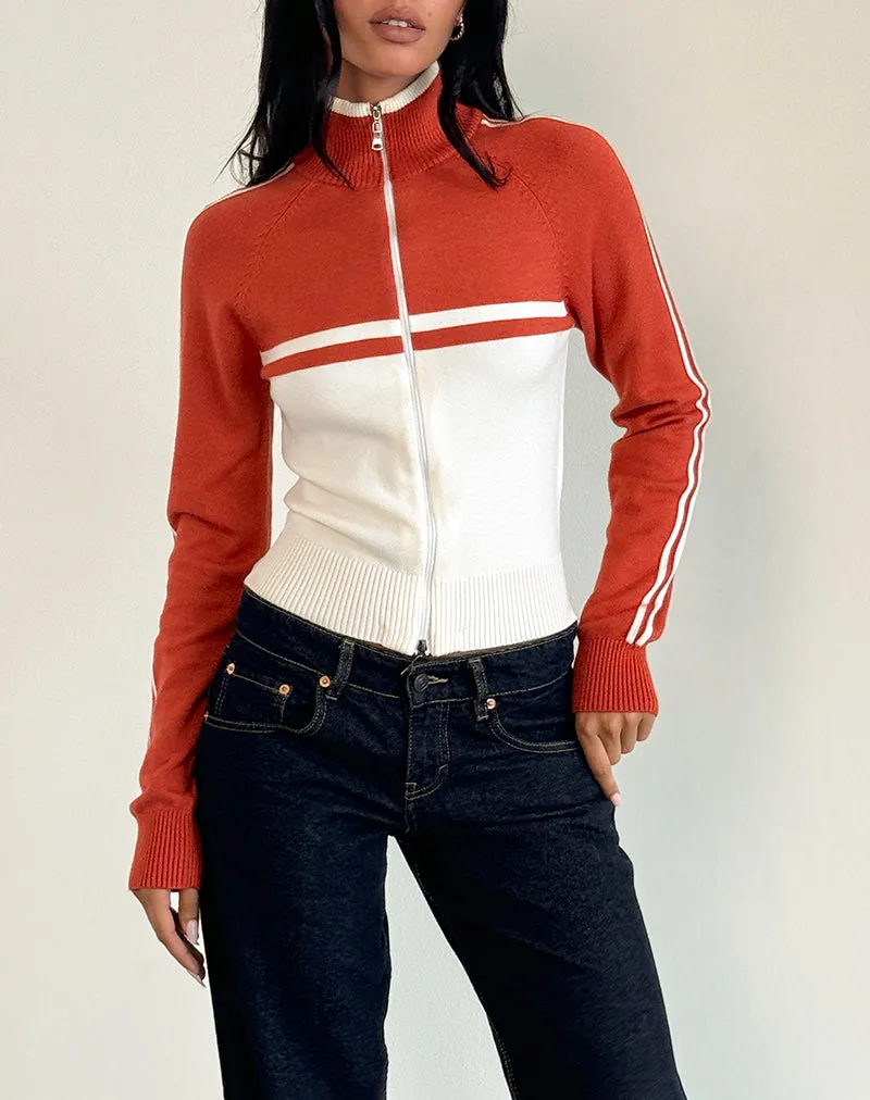 Talya Jacket in Panel Red with White