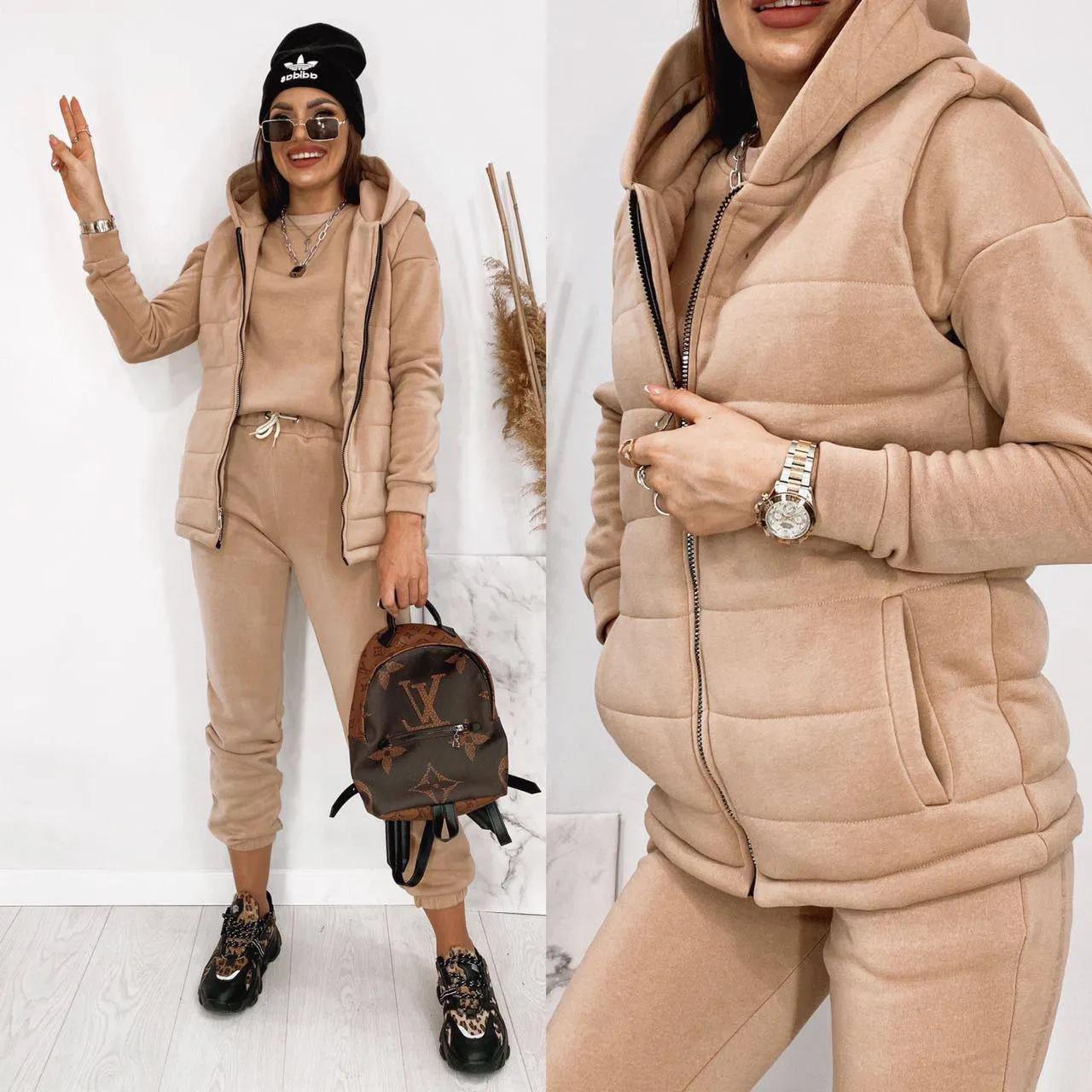 Warm Suit Three Piece Vest Pants Sweater Warm Autumn Winter Clothes