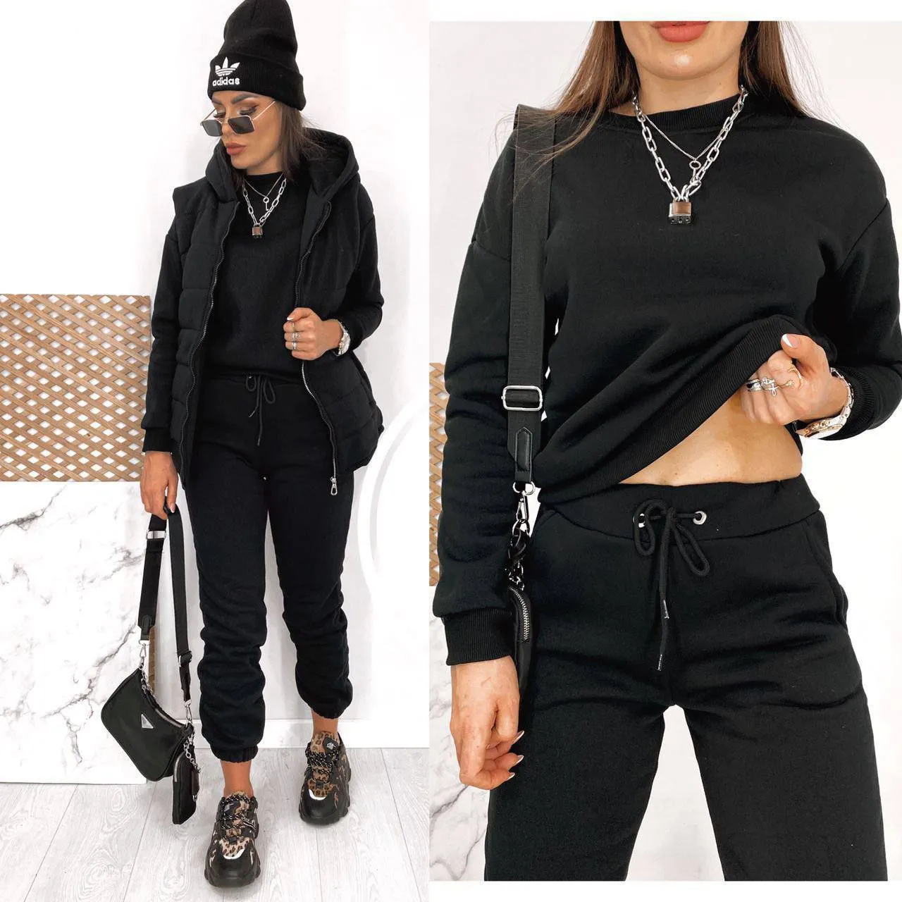 Warm Suit Three Piece Vest Pants Sweater Warm Autumn Winter Clothes