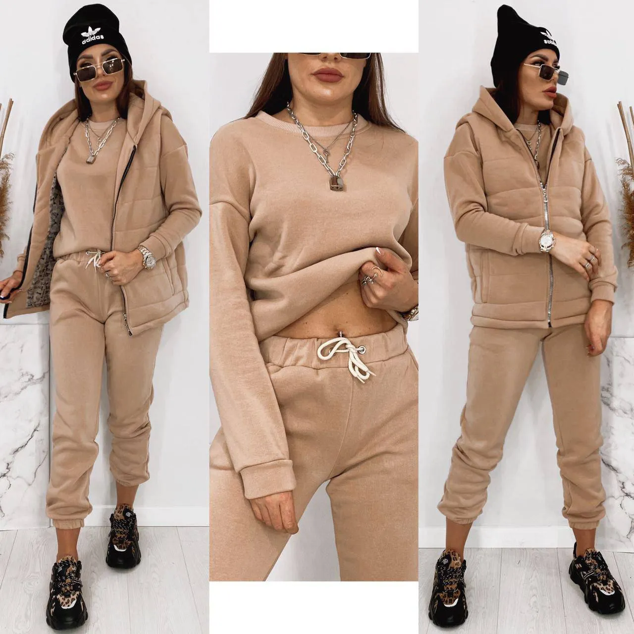 Warm Suit Three Piece Vest Pants Sweater Warm Autumn Winter Clothes