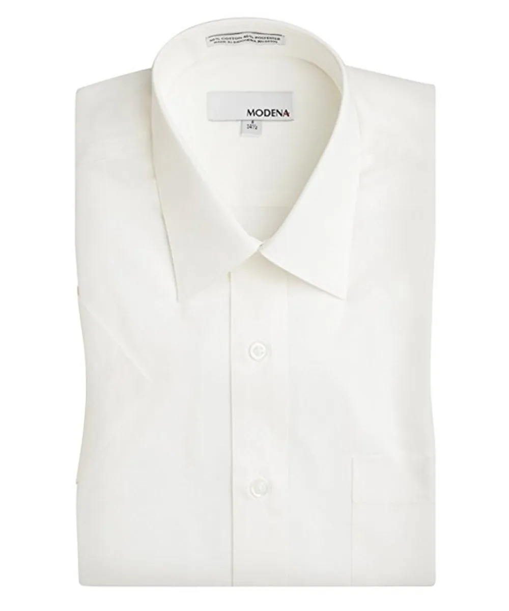 White Poplin Short Sleeve Dress Shirt